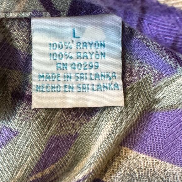 Vintage Bahama Beach Size Large Purple Tropical Butterfly Print Shirt Dress - Picture 8 of 8